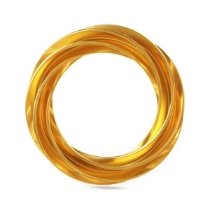 Abstract Shape, Golden Ring Isolated on White Background